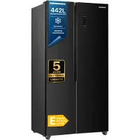 Heinner HSBS-HM442NFGBKE++ Amerikaanse Side-by-Side Koelkast – 442 L – No Frost – Deur-open Alarm – Super Koelen & Super Vriezen – Zwart – 5 Jaar Garantie