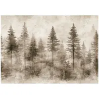 WALLARENA - Fotobehang - 250x175 cm - Bos beige aquarel slaapkamer woonkamer vliesbehang