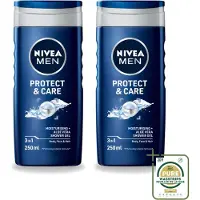 Nivea 2 x - Men - Douchegel - Protect & Care - Met Aloe Vera 250 ml - Wasstrips - Douchegel Voor Mannen - Aloë Vera Douchegel - Lichaam En Haar Verzorging - Hydraatende Douchegel - PH-huidneutraal