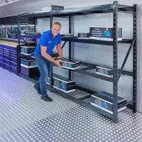 Datona Magazijnstelling met 12 verstelbare legborden - 588 cm - Zwart
