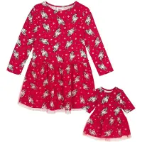 Bonprix Meisjes jersey jurk en poppenjurk (2-dlg. set) maat 92/98