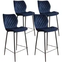 DS4U - Ruby barkruk 66 cm - Set van 4 - Blauw - Velvet