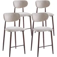 DS4U - Sumi barkruk 65 cm - Set van 4 - Beige / walnoot poot - Stof