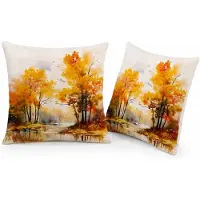 VHV - Herfstkussenslopen 45*45 cm - 2Stuck Kussensloop -Sierkussen Hoezen - Kussenslopen met rits - Voor bank, bed, sofa, stoel, Herfstdecoratie - Geen Kussenkern