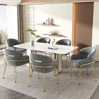 MODFU - Eetkamerstoelen Set Van 6 - Ergonomisch - Modern - Voor Eetkamer Of Woonkamer - Fluweel - Grijs