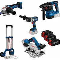 Bosch Accutoolkit 4 TOOLKIT 18V GSR 18V-110 C + GBH 18V-22 + GWS 18V-11 + GKS 18V-57 G | Alu Caddy + 3x 5.0Ah + GAL 12V/18V-80 - 0615A500HB