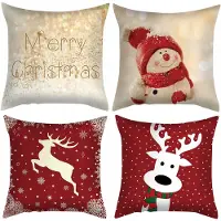 Team 4x Kerst Kussenhoezen 45x45 cm - Feestelijke Decoratie