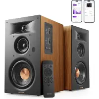 Ultimea 3-weg boekenplankluidsprekers met 5,25-inch woofer, 70W RMS, HDMI ARC, Bluetooth, Auracast, voor thuisbioscoop en platenspeler, Een paar, Bruin