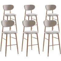 DS4U - Sumi barkruk 75 cm - Set van 6 - Beige / naturel poot - Stof