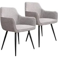 DS4U - Ravi 3.0 eetkamerstoel - Set van 2 - Grijs - Boucle - Met armleuning