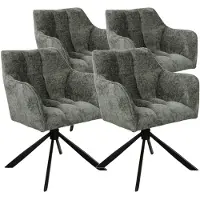 DS4U - Puck armstoel met terugdraaifunctie - Set van 4 - Groen - Stof