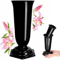 Kadax Grafvaas 37cm Zwart - Decoratieve Vaas voor Begraafplaats