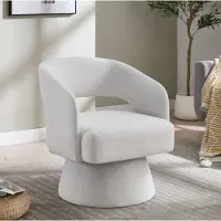MODFU - Fauteuil - Draaibaar - Open Rug - Velvet - Beige - Metaal