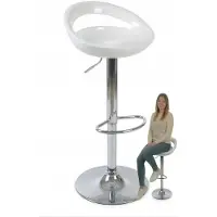 Orio Barhocker HK-01-BI Wit Chroom Keuken Hoge Stoel Verstelbaar ABS