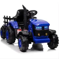Happiq Elektrische kindertractor - Met verwijderbare trailer, muziek/MP3, 3 snelheden - Blauw