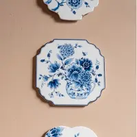 Heinen Delfts Blauw Applique Stilleven Cabinet des Fleurs 21,5 cm