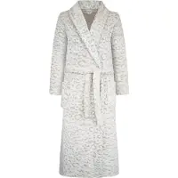Gaubert Unisex Badjas Extra Lang met Sjaalkraag en Ceintuur - Ochtendjas - Superzacht Coral Fleece - Heren Dames - Reli√´f Panterprint Latte Beige - Maat L/XL - 8217-Latte
