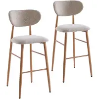 DS4U - Sumi barkruk 75 cm - Set van 2 - Beige / naturel poot - Stof