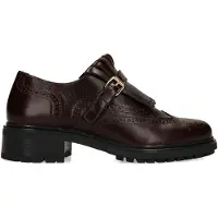 Manfield Donkerbruine leren loafers met gespsluiting | Maat 38