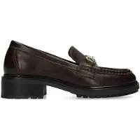 Manfield Bruine leren loafers met gouden chain | Maat 38