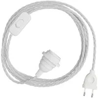 Creative Cables Snakebis Twisted E27 Lampenkap-kabelset Met Lampenhouder. Stoffen Gevlochten Kabel En 2-pins Stekker 1.8 M