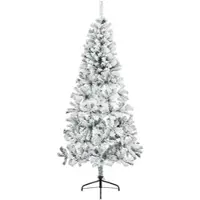 vidaXL Kunstkerstboom 240 cm PVC en Staal Groen en Wit
