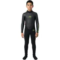 Ocean & Earth Surf School 3/2 Mm Steamer Flatlock Junior Wetsuit Met Lange Mouwen En Rugrits