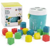 Miniland Kbelík met blokken voor het sorteren van vormen, turquoise kleur
