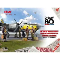 ICM Modelbouwpakket Militaire voertuigen - 48322 D-Day 80 B-26B Marauder with USAAF Pilots and Ground Personnel Plastic - 1:48 - Modelbouw