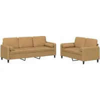 vidaXL 2-delige Loungeset met kussens fluweel bruin