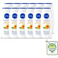 Nivea 12 x - Douchegel - Soft Apricot - Huidbeschermend - 250 ml - Grootverpakking - Vaatwasstrips - Douchegel - Huidbeschermend - Abrikozenpitolie - Druivenpitolie - Vitamine C