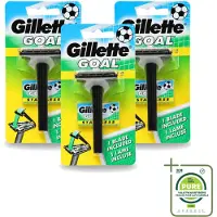 Gillette 3 x - Goal - Scheerset - Stainless Steel - Duurzaam en scherp - 1 Scheermesje - Grootverpakking - Vaatwasstrips - Scheermes - Mesjes - Scherpe Mesjes - Duurzaam Scheermes - Retro Scheermes