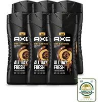 Axe 6 x - 3-in-1 Douchegel - Dark Temptation - Dark Chocolate - 12hrs Long Lasting Scent - 250 ml - Wasstrips - Douchegel - Geur - Lichaam - Gezicht - Haar