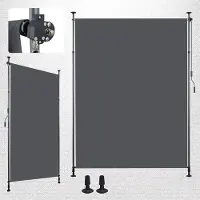 Merax Verticaal Balkonscherm Zonder Boren - Antraciet Zonnescherm Met Klembevestiging En Handzwengel - 200 x 270 cm