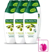 Palmolive 6 x - Naturals - Douchecréme - Olijf & Melk - Natuurlijke ingrediënten - 250 ml - Bulkverpakking - Douchecrème - Douchemop - Olijf en melk