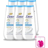 Dove 6 x – Douchegel – Advanced Care Gentle Scrub – 225 ml - Bulkverpakking - Douchegel - Douchemop - Exfoliatie
