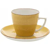 Lubiana Beata Kop en Schotel Set - 350 ml - Geel - Porselein