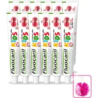 FLUOCARIL 12 x Kids - Bi-Fluoride - Tandpasta - Met Aardbeiensmaak - 3 tot 6 jaar - 50 ml - Bulkverpakking - Tandpasta voor kinderen - Douchemop - Melktanden beschermen