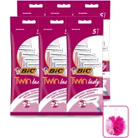BIC 6 x - Twin Lady - Scheermesjes - Dubbel Mesje - Wegwerpmesjes - 5 Scheermesjes - Bulkverpakking - Scheermesje vrouw - Douchemop - Wegwerpscheermesje