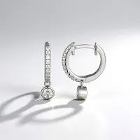 Cavill - Luxe Zilveren Oorbellen - 925 Sterling Zilver Gerhodineerd - 22 Zirkonen 0,436 ct - Pavé & Bezel Zetting - Elegante Dames Oorbellen