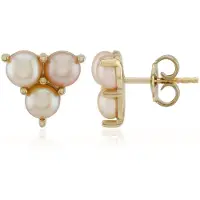 Cavill - 925 Sterling Zilver Verguld Oorbellen - Perzikkleurige Zoetwaterparels 5mm - Elegante Kleine Oorbellen Dames - Subtiele Glans