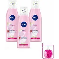 Nivea 3 x - Gezichtstonic - Essentials Verzachtende Tonic - Voor droge & gevoelige huid - Met Amandelolie & Hydramine - 200 ml - Bulkverpakking - Gezichtstonic - Douchemop - Droge huid