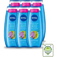 Nivea 6 x – Douchegel – Creme Mood Detox – 250 ml - Grootverpakking - Vaatwasstrips - Douchegel - Zeezout - Ontspanning - Huidverzorging - Mood Detox