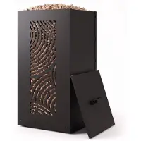 Casabel Design Pelletbox van Zwart Metaal, voor Pelletkachel, Grote Capaciteit, Zichtbaar Pelletniveau, Compact Formaat