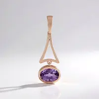 Cavill - Lavendel Amethist Hanger - 925 Sterling Zilver - 1,17 Ct Ovaal Geslepen Edelsteen - Roségoud Vergulde Bezel - Modern & Verfijnd Design