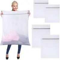 Famanu – Set van 4 Waszakken voor Wasmachine, Polyester, met Rits, 60 × 80 cm en 90 × 110 cm