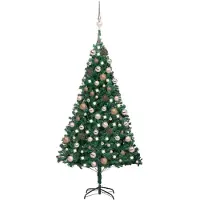 vidaXL Kunstkerstboom met verlichting en kerstballen 180 cm PVC groen
