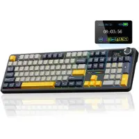 EPOMAKER x AULA F108 Pro - Zwart - Mechanisch Gaming Toetsenbord – LCD Display – RGB – Tri-Mode Draadloos – Hot-Swappable – Full Size - Reaper Switch