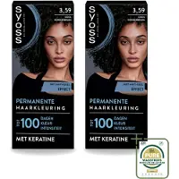 Syoss 2 x - Coloration 3-59 Cool Donkerbruin - Haarverf - Grijsdekking - Vermindert Haarbreuk - Wasstrips - Haarverf - Grijsdekking - Donkerbruin - Haarverzorging - Keratine