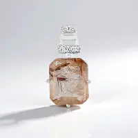 Cavill - Zilveren Hanger 925 Sterling - Koperen Rutielkwarts 4,55 ct - Achthoekige Edelsteen - Zirkonia Tanzania - Gerhodineerd - Elegante Sieraden